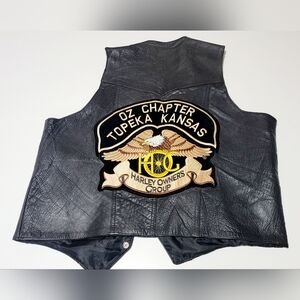 Harley Davidson Topeka Kansas Owners Group Leather Vest Size M (see measurements